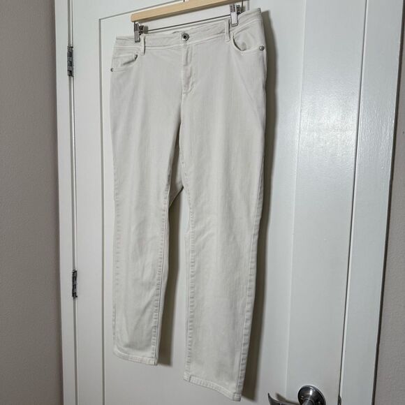 J Jill Denim Authentic Fit Slim Ankle Pants Womens Plus Sz 16 Beige Stretch - Picture 2 of 15